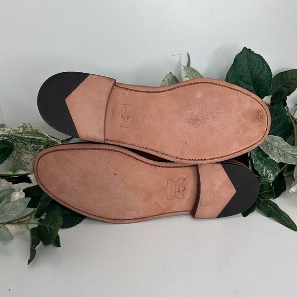 Brookline Shoes Men’s Size 8 Brown Leather Penny Loafer Contrasting Stitching - Picture 8 of 9